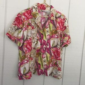 Chico's Tops - Chico’s Floral Linen Short Sleeve Blouse sz3 Chico's Tops - Chico’s Floral Linen Short Sleeve Blouse sz3